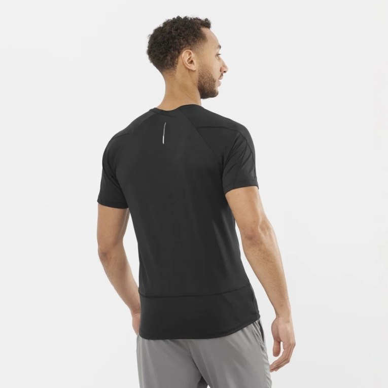 Black Salomon Cross Run Short Sleeve Men's T-Shirts | IE QA9175